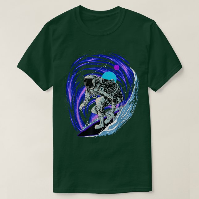 Astronaut Surfing i Rymden Surfboarde T Shirt (Design framsida)