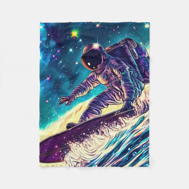 ASTRONAUT SURFING ON RIDE THE COSMIC WAVES FLEECEFILT (Framsidan)