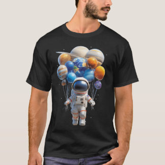 Astronaut svävande i rymdballonger Astronomi T Shirt