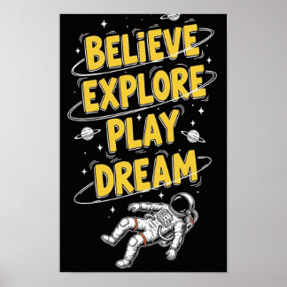 Astronaut svävande i rymden Drömmig Kosmisk Tro, Poster