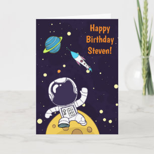 Astronaut svävande i rymden födelsedag kort