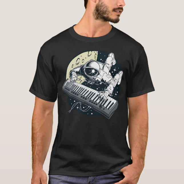 Astronaut Tangentbord - Space Musician Music Älska T Shirt (Framsida)