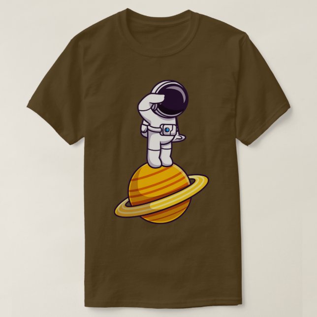 Astronaut Tecknad på planeten T Shirt (Design framsida)