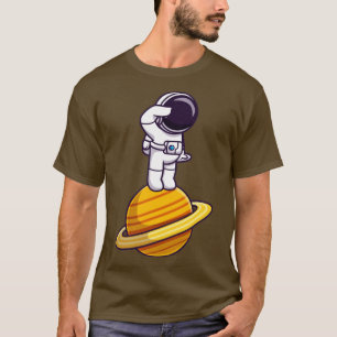 Astronaut Tecknad på planeten T Shirt