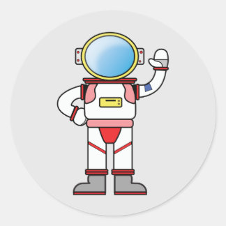 Astronaut Tecknad Sticker Runt Klistermärke