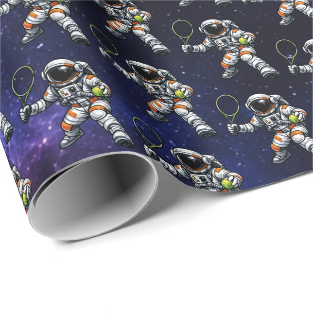 Astronaut Tennis Presentpapper (Rullad Hörn)