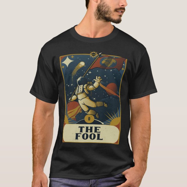Astronaut The Fool Astronomy Tarot Card Read Witch T Shirt (Framsida)
