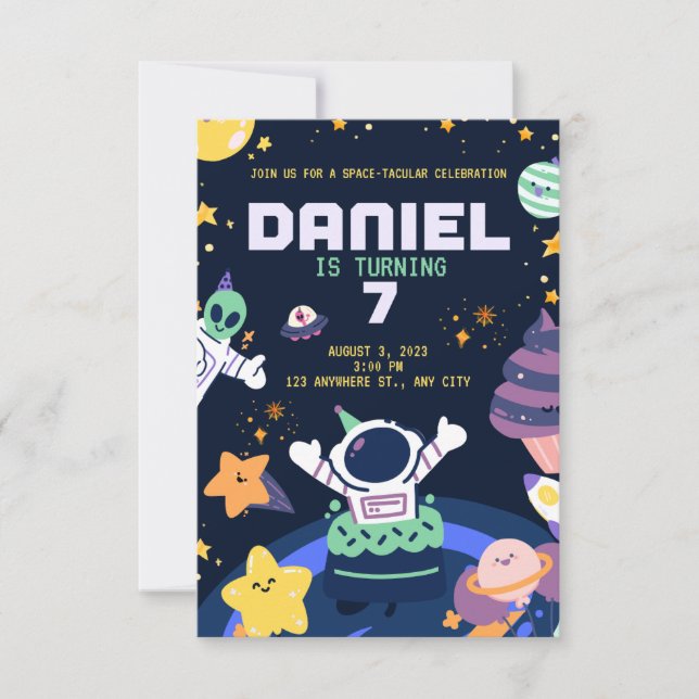 ASTRONAUT THEME BIRTHDAY INBJUDNINGAR (Framsida)