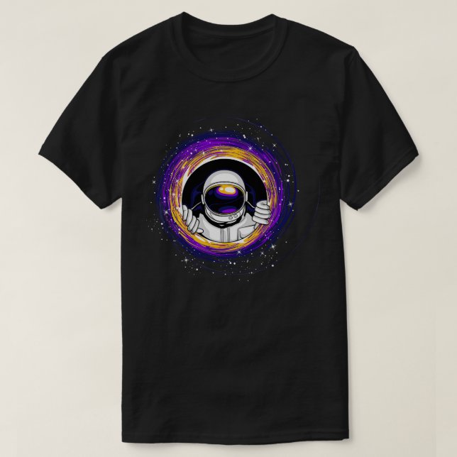 Astronaut Tittar från ett Blackhole T Shirt (Design framsida)
