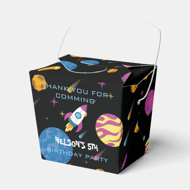 Astronaut Traveling Galaxy Birthday Favbox Presentaskar (Framsidan Sidan)