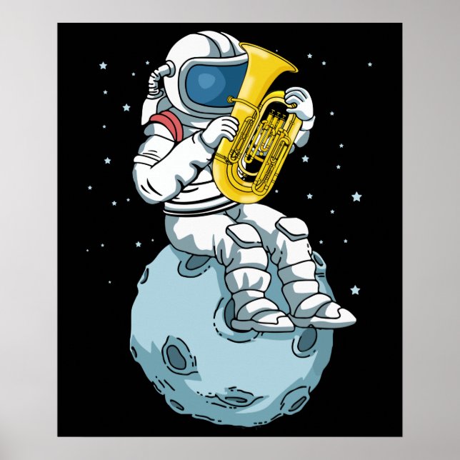 Astronaut Tuba Player Music Gift Kids Band Tuba Poster (Framsidan)