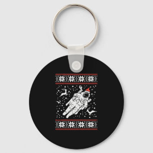 Astronaut Ugly jul Sweater Julafton Space Älskare Nyckelring