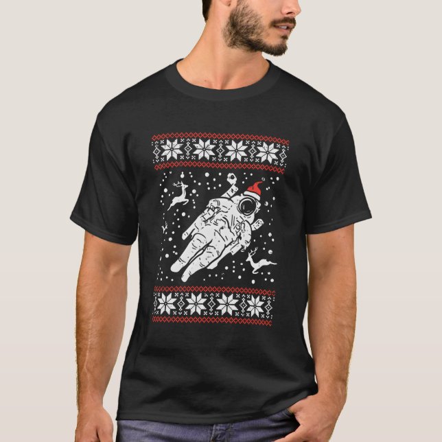 Astronaut Ugly jul Sweater Julafton Space Älskare T Shirt (Framsida)