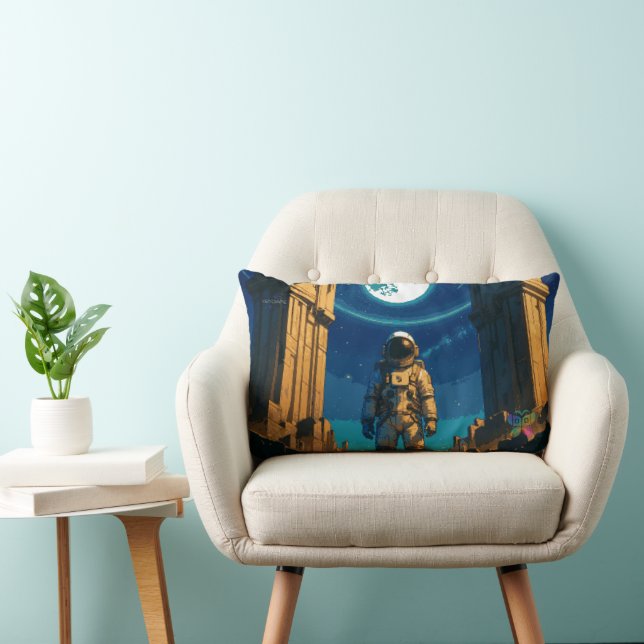 Astronaut under den himmelska porten lumbarkudde (Stol)