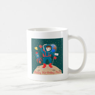Astronaut-unge på födelsedagsfesten måne kaffemugg