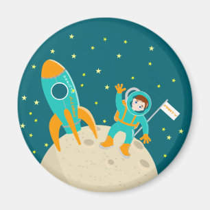Astronaut-unge på födelsedagsfesten måne magnet
