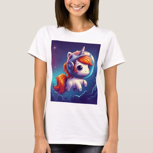 Astronaut Unicorn Women's Basic T-Shirt (Framsida)