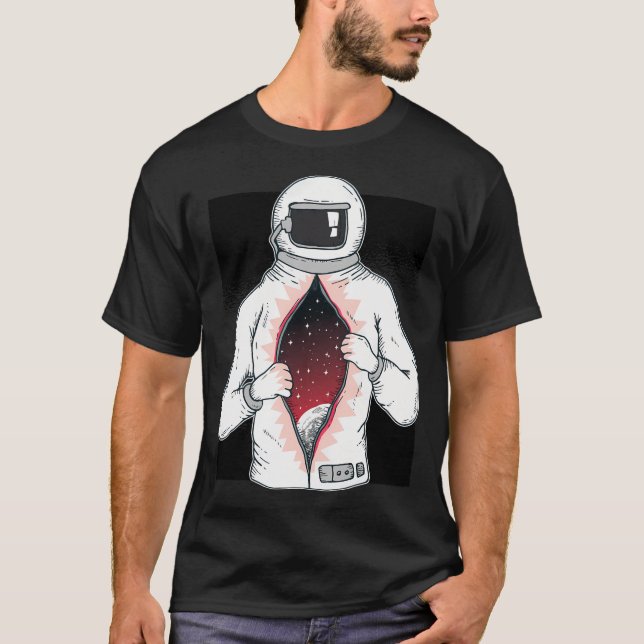 Astronaut Unzippad - Intressant rymdtest. T Shirt (Framsida)
