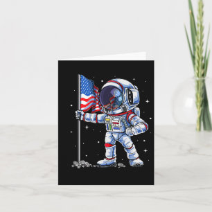 Astronaut Usa American Flagga Funny Patrioti Kort