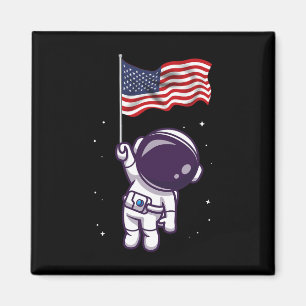 Astronaut Usa American Flagga Funny Patrioti Magnet