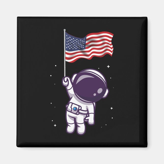 Astronaut Usa American Flagga Funny Patrioti Magnet (Framsidan)