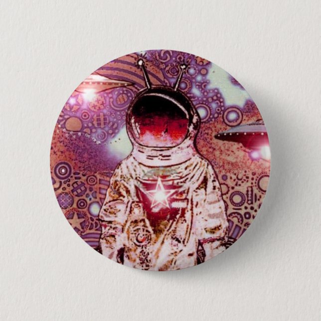 ASTRONAUT - V - Pinback Knapp (Framsida)