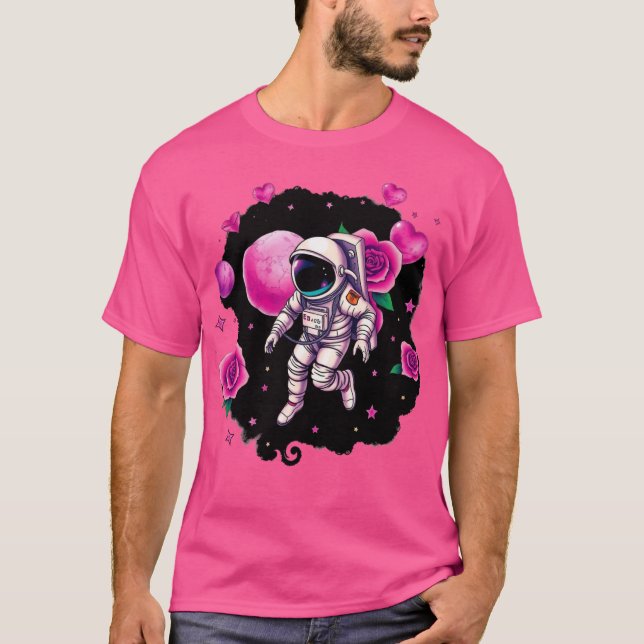 Astronaut Valentine Rose T Shirt (Framsida)