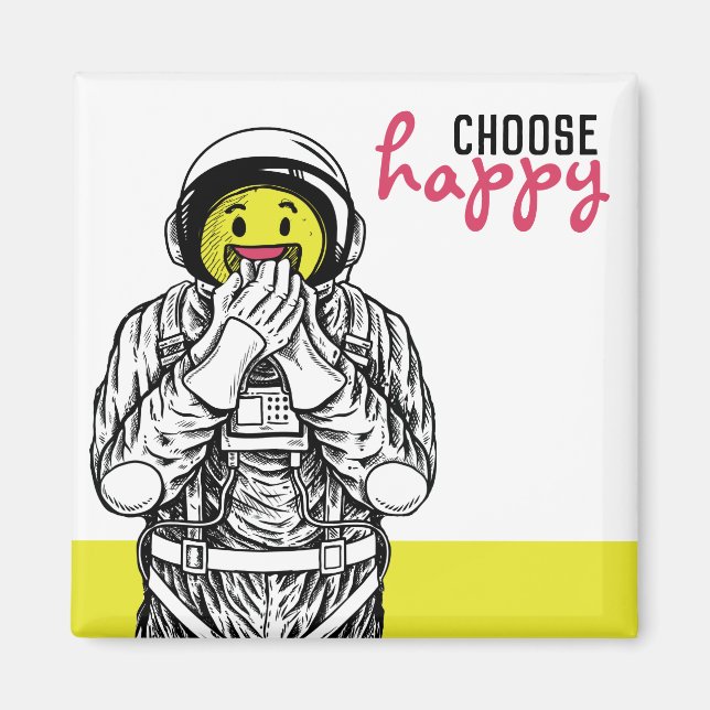 Astronaut [välj lycklig] magnet (Framsidan)