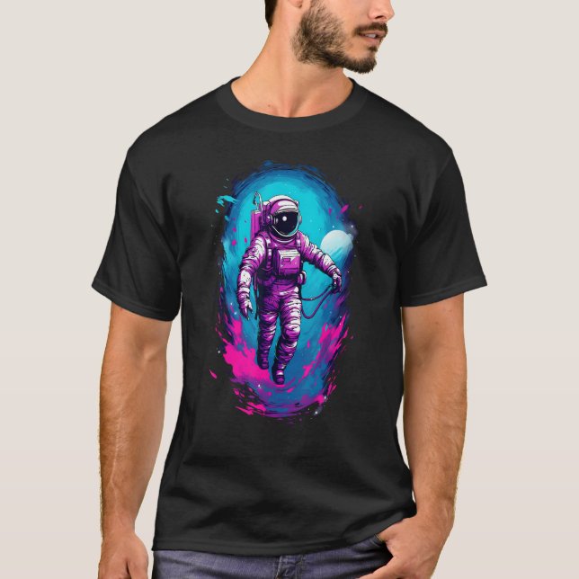 Astronaut Vaporwave Aesthetic Retro Glitch Spacema T Shirt (Framsida)