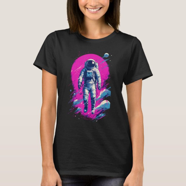 Astronaut Vaporwave Aesthetic Retro Glitch Spacema T Shirt (Framsida)