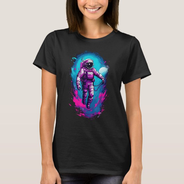 Astronaut Vaporwave Aesthetic Retro Glitch Spacema T Shirt (Framsida)