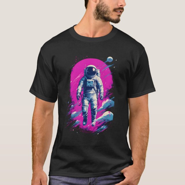 Astronaut Vaporwave Aesthetic Retro Glitch Spacema T Shirt (Framsida)