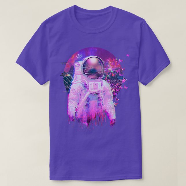 Astronaut Vaporwave Butterfly Synthwave Retrowave T Shirt (Design framsida)