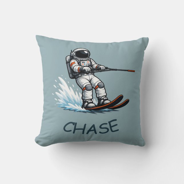 Astronaut Vattenskidor Kudde (Framsida)
