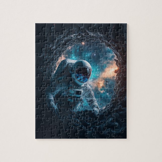 Astronaut vid peking i asteroidpuzzel pussel (Vertikal)