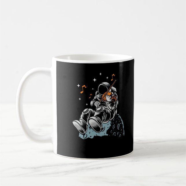 Astronaut Violin Player String Instrument Musician Kaffemugg (Vänster)