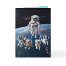 Astronaut Walkin 'the Dog-kort