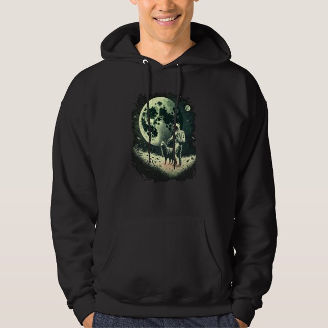 Astronaut walking his Dog in Space Fantasy Fun Hoodie (Framsida)