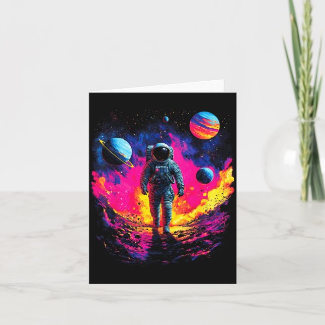Astronaut Walking In Galaxy Outer Space Explorer S Kort (Framsida)