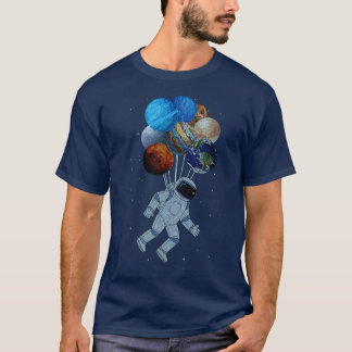 Astronaut With Solar Planet System Balloon Space A T Shirt