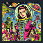 Astronaut Woman Vintage Sci-Fi-Tecknader Poster<br><div class="desc">Astronaut Woman Vintage Sci-Fi-Tecknader</div>