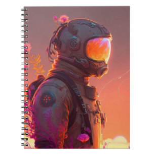 Astronaut World Discovery Painting Human Universe Anteckningsbok