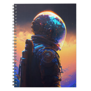 Astronaut World Discovery Painting Human Universe Anteckningsbok
