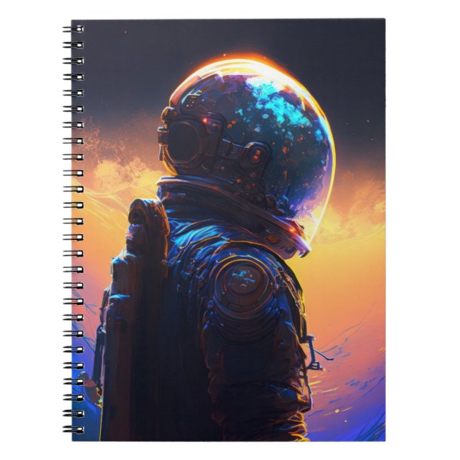 Astronaut World Discovery Painting Human Universe Anteckningsbok (Framsidan)