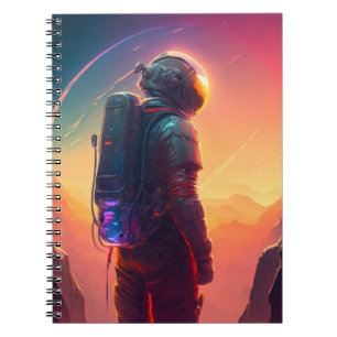 Astronaut World Discovery Painting Human Universe Anteckningsbok