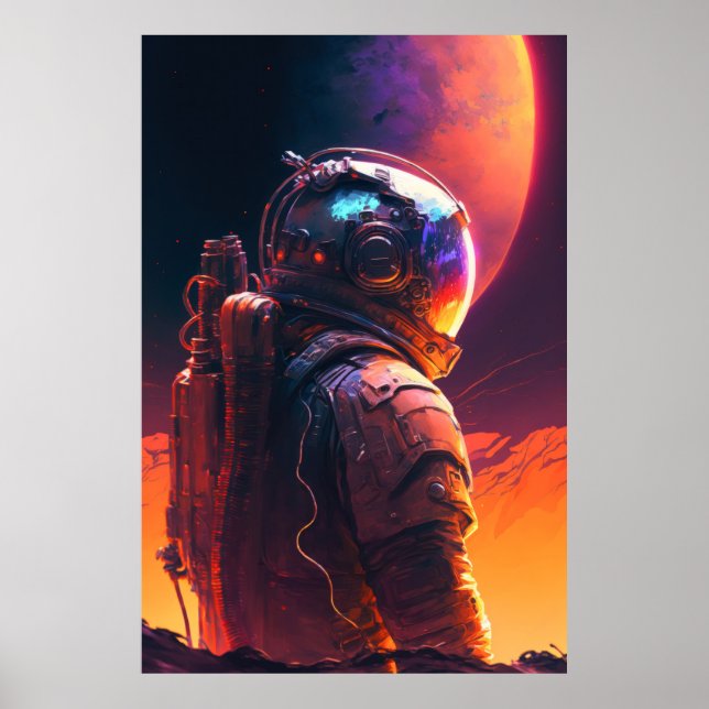 Astronaut World Discovery Painting Human Universe Poster (Framsidan)