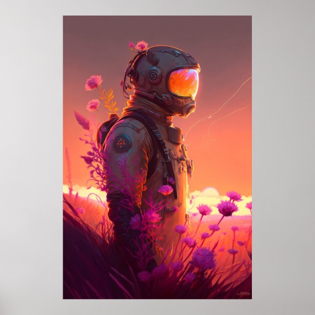 Astronaut World Discovery Painting Human Universe Poster (Framsidan)