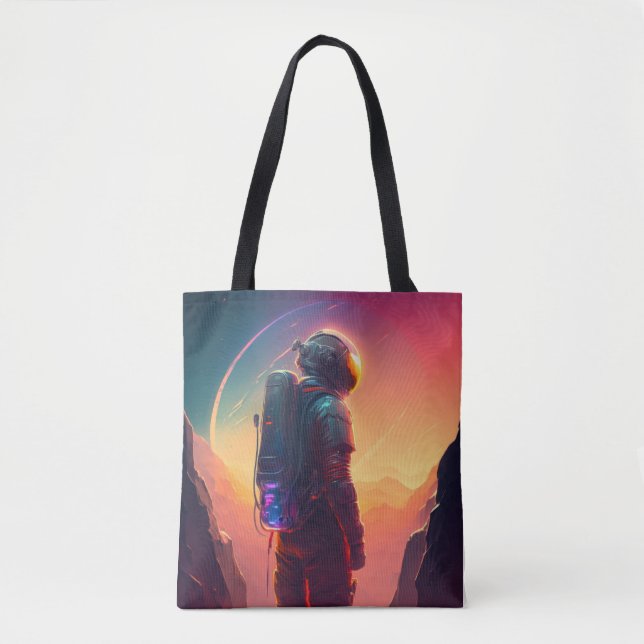 Astronaut World Discovery Painting Human Universe Tygkasse (Framsida)