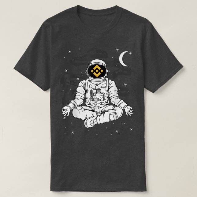 Astronaut Yoga Binance BNB-mynt till Måne krypto T Shirt (Design framsida)
