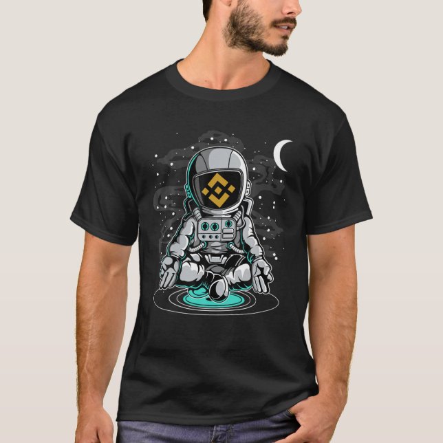 Astronaut Yoga Binance BNB till Måne Crypto Toke T Shirt (Framsida)